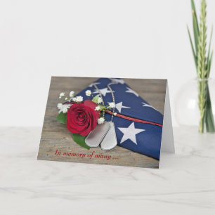 Patriotic rose and dog tags thank you card