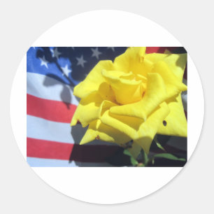 Patriotic Rose Classic Round Sticker