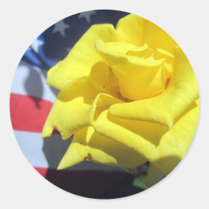 Patriotic Rose Classic Round Sticker