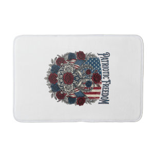 Patriotic Rose Garden Bath Mat