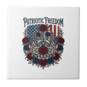 Patriotic Rose Garden Ceramic Tile