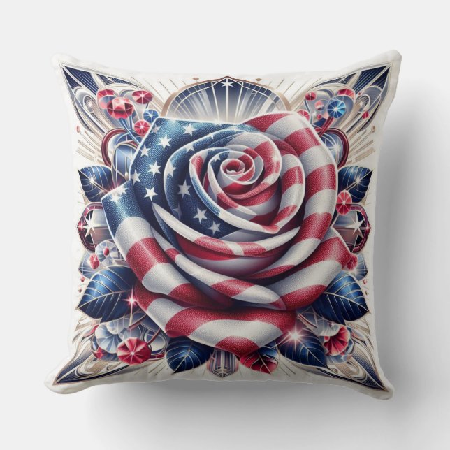 Patriotic Rose Independence Day Cushion (Front)