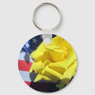 Patriotic Rose Key Ring