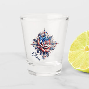Patriotic Roseburst Floral Art Shot Glass