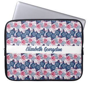Patriotic Roses stars - red white blue Laptop Sleeve