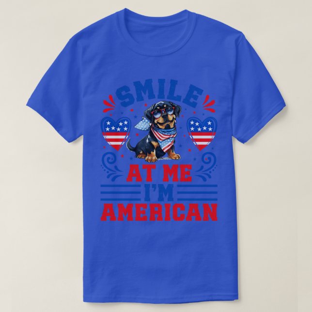 Patriotic Rottie Dog 1 T-Shirt (Design Front)