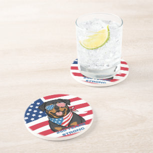 Patriotic Rottweiler Coaster
