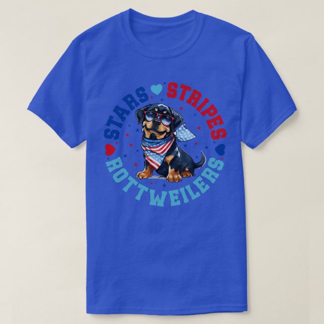 Patriotic Rottweiler Dog For 4th Of July Celebrati T-Shirt (Design Front)