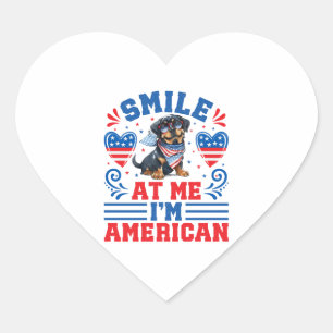 Patriotic Rottweiler Dog for 4th Of July Heart Sticker