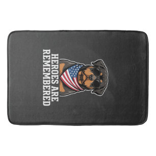 Patriotic Rottweiler Hero Dog Vector Design Bath Mat