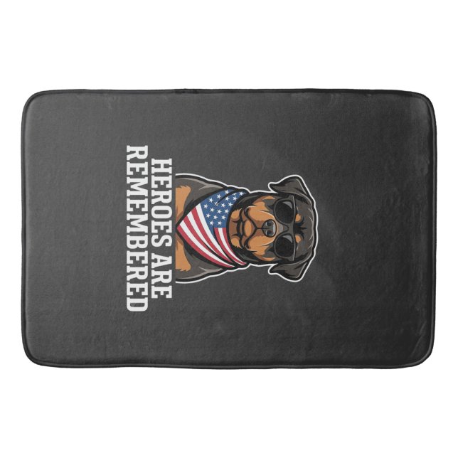 Patriotic Rottweiler Hero Dog Vector Design Bath Mat (Front)