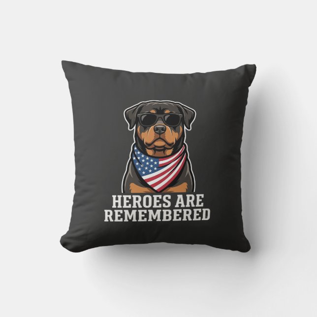 Patriotic Rottweiler Hero Dog Vector Design Cushion (Front)