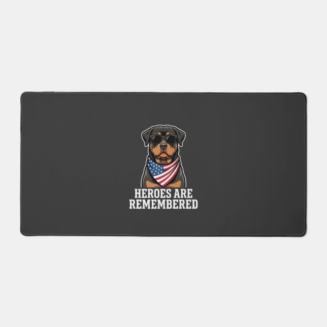 Patriotic Rottweiler Hero Dog Vector Design Desk Mat (Front)