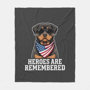 Patriotic Rottweiler Hero Dog Vector Design Fleece Blanket