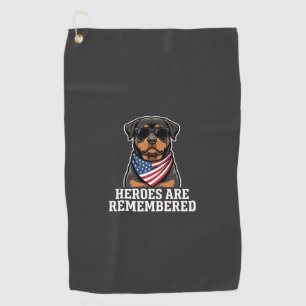 Patriotic Rottweiler Hero Dog Vector Design Golf Towel