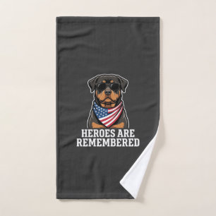 Patriotic Rottweiler Hero Dog Vector Design Hand Towel