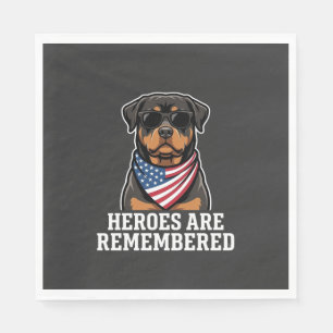 Patriotic Rottweiler Hero Dog Vector Design Napkin