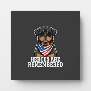 Patriotic Rottweiler Hero Dog Vector Design Plaque