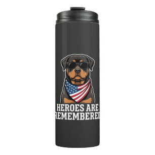 Patriotic Rottweiler Hero Dog Vector Design Thermal Tumbler