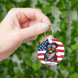 Patriotic Rottweiler Key Ring