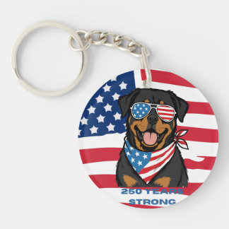 Patriotic Rottweiler Key Ring