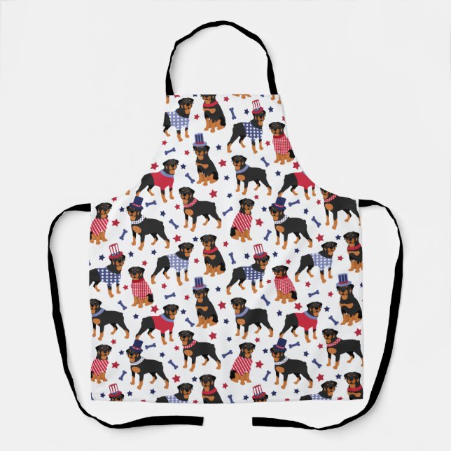 Patriotic Rottweiler Pattern Apron (Front)