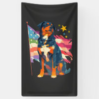 Patriotic Rottweiler with USA Flag Art