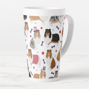 Patriotic Rough Collie Pattern Latte Mug