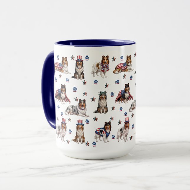 Patriotic Rough Collies Mug (Front Left)