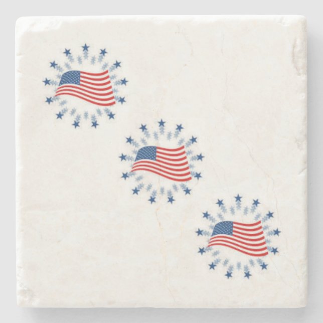 Patriotic Round Flag Coaster (Front)