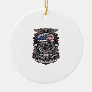 Patriotic Route 1776 Rider Biker Road Freedom Patr Ceramic Ornament