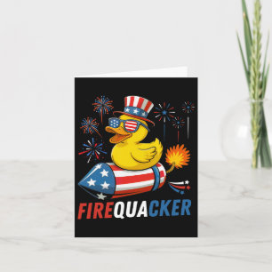 Patriotic Rubber Duck Firequacker Usa Flag Funny 4 Card