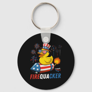 Patriotic Rubber Duck Firequacker Usa Flag Funny 4 Key Ring