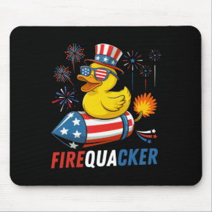 Patriotic Rubber Duck Firequacker Usa Flag Funny 4 Mouse Pad