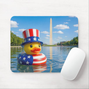Patriotic Rubber Duck Floating in Reflecting Pool Mouse Pad