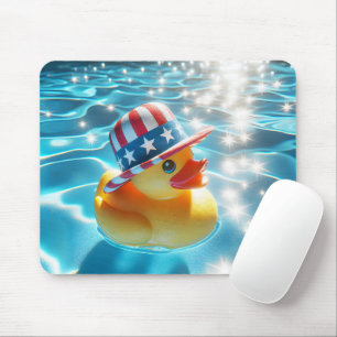 Patriotic Rubber Duck In Pool Mouse Pad