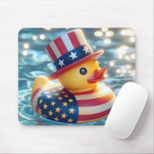 Patriotic Rubber Duck In Pool Mouse Pad