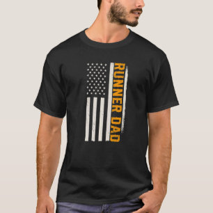 Patriotic Running Marathon Jogging Runner Dad Amer T-Shirt