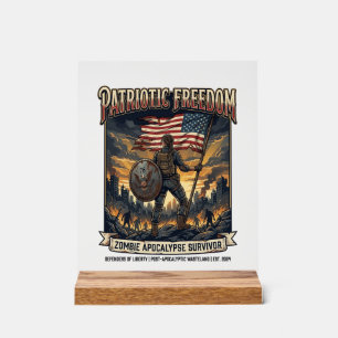 Patriotic Rust Flag Survivor Zombie Apocalypse Fre Acrylic Sign