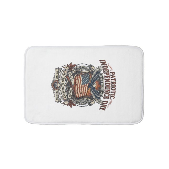 Patriotic Rust Flag Survivor Zombie Apocalypse Fre Bath Mat (Front)