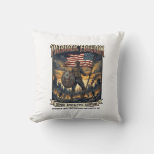 Patriotic Rust Flag Survivor Zombie Apocalypse Fre Cushion