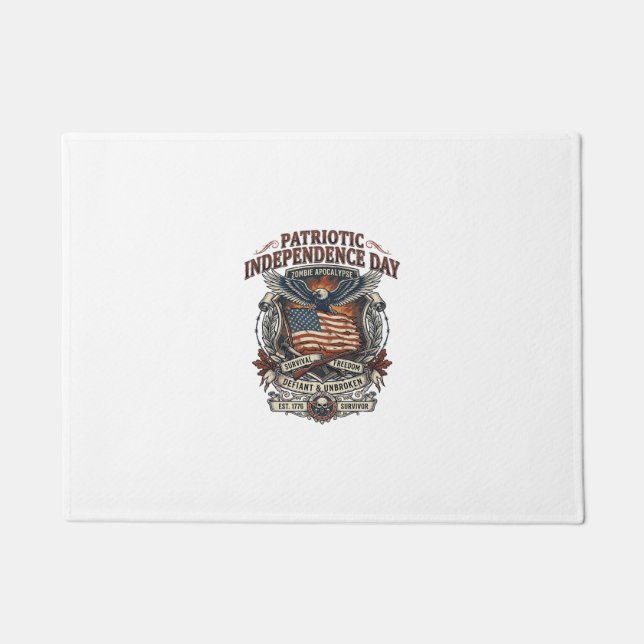 Patriotic Rust Flag Survivor Zombie Apocalypse Fre Doormat (Front)