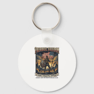 Patriotic Rust Flag Survivor Zombie Apocalypse Fre Key Ring