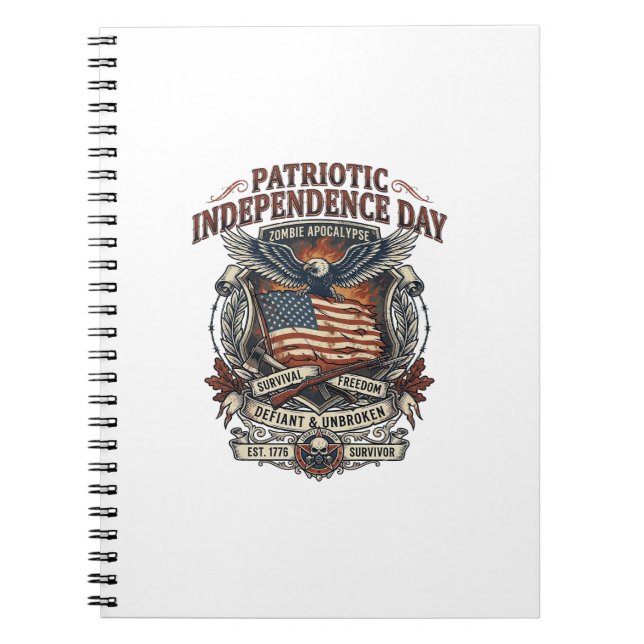 Patriotic Rust Flag Survivor Zombie Apocalypse Fre Notebook (Front)