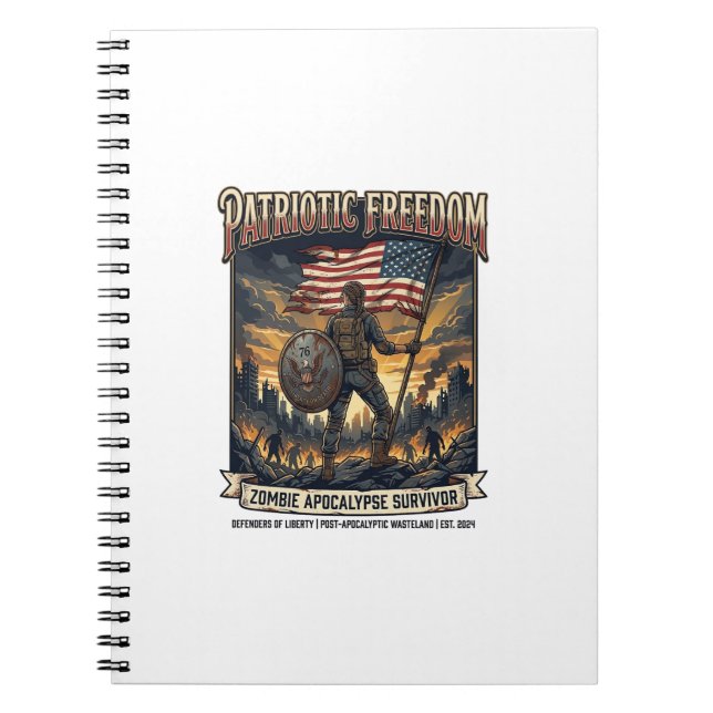 Patriotic Rust Flag Survivor Zombie Apocalypse Fre Notebook (Front)