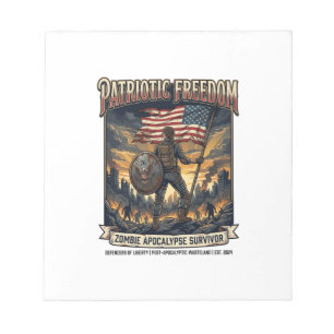 Patriotic Rust Flag Survivor Zombie Apocalypse Fre Notepad