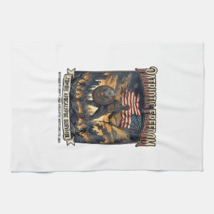Patriotic Rust Flag Survivor Zombie Apocalypse Fre Tea Towel