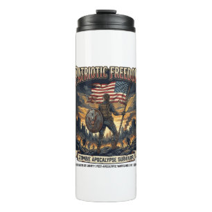 Patriotic Rust Flag Survivor Zombie Apocalypse Fre Thermal Tumbler