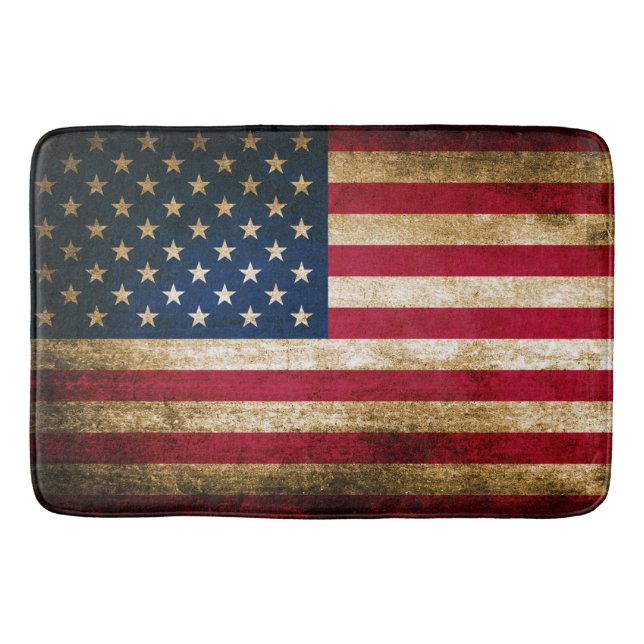 Patriotic Rustic American Flag Bath Mat (Front)