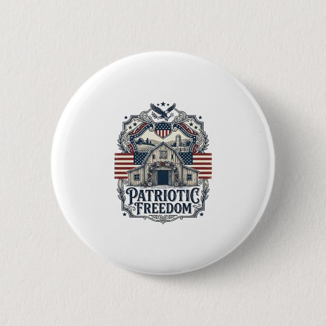 Patriotic Rustic Barn Wedding  6 Cm Round Badge (Front)